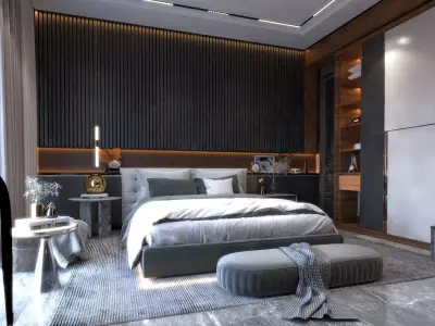 Bedroom modern with accents 3D model