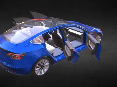 Tesla Model 3 s car Low-poly 3D model