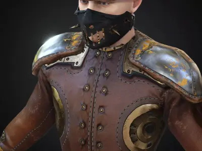  Steampunk rigged character Low-poly 3D model