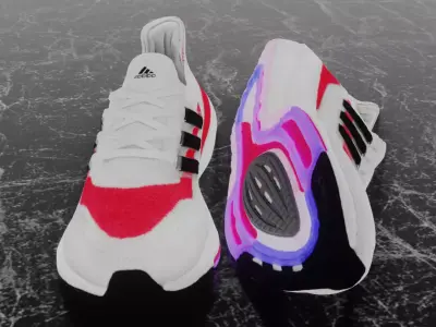 ADIDAS ULTRA BOOST 2021 - RED 3D SHOES Low-poly 3D model