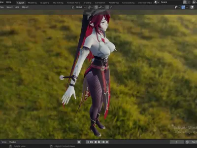 Thicc Genshin impact Rosaria character Low-poly 3D model