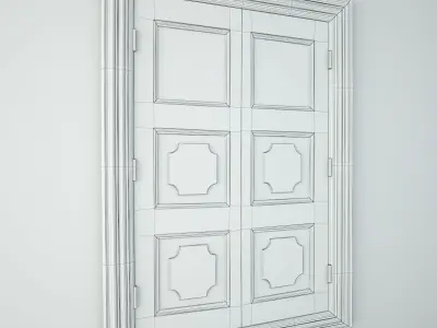 Antique Colonial Storage Cabinet Mirror 3D model