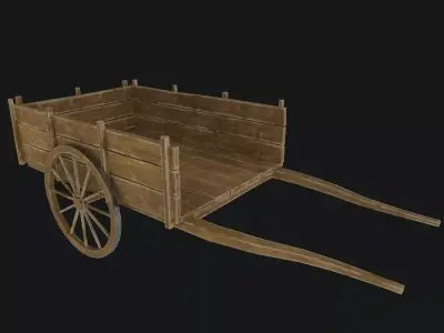 Old Wooden Cart   Low-poly 3D model
