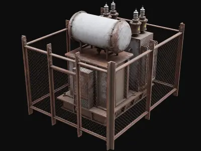 Old Rusty Transformer Low-poly 3D model