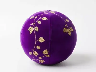 Velvet Fabric Gold Leaf Embroidered Texture