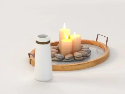 Stonebriar Oval Rustic  Wood Tray Centerpiece for Table Top 3D model