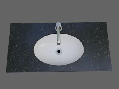 Faucet and Sink for Bathroom - Pia e Torneira Low-poly 3D model