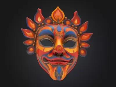 Cosplay Indian Face Mask - Prom Indian Embroidered Mask 3D print model