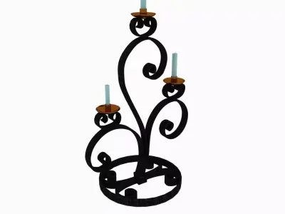 Candelabra Black And Golden 3D model