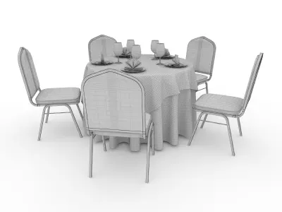 Banquet Table and Chair 01  3D model