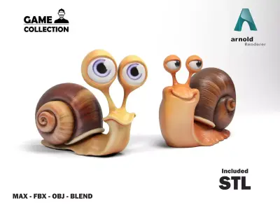 Funny snails Low-poly 3D model