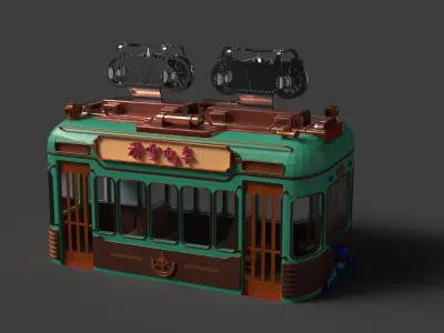 Chinese ski gondola figure  Low-poly 3D model