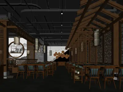 chinese restaurant interior scenes 3D model