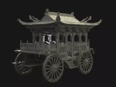 Chinese ancient  carriage   Low-poly 3D model by aceimagedesign-1