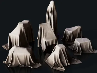 Cloth paper sculptures Low-poly 3D model
