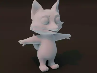 Cartoon Fox Rigged Base Mesh 3D Model Low-poly 3D model
