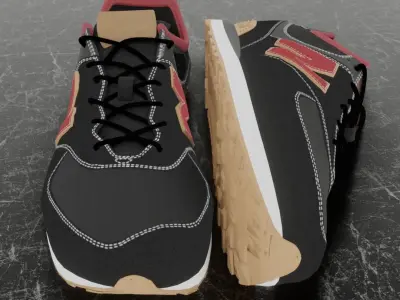 NEW BALANCE 3D SHOES - RED - BROWN - BLACK Low-poly 3D model