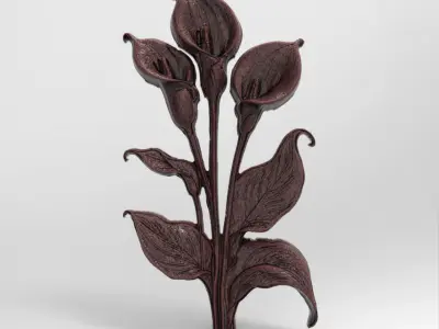 white calla lily with green leaves cnc  3D print model