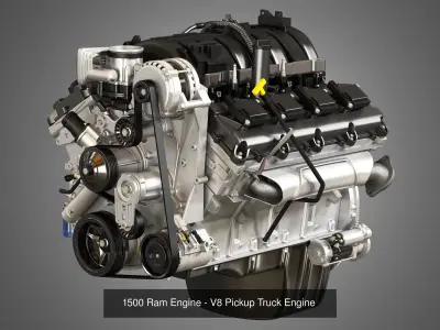 1500 Silverado - 1500 Ram Engines - V8 Pickup Engines 2 in 1 3D Model Collection