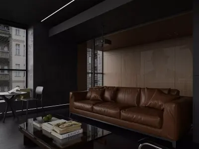 Modern living room dining room interior scenes 595 3D model