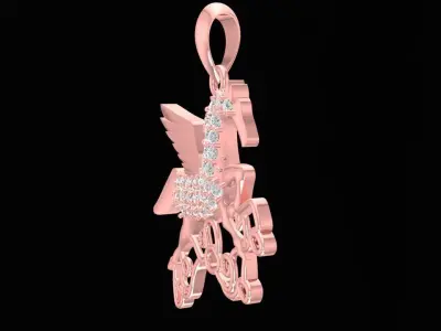 Fantasy Pegasus Diamond Pendant Jewelry 3D Model 2789 3D print model