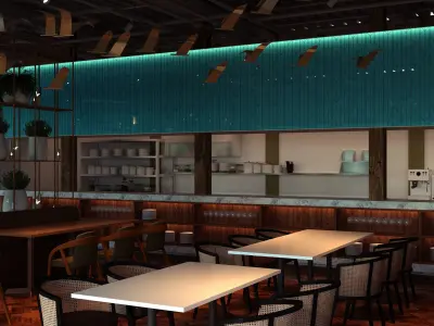 restaurantsky  interior scene 3D model 3D print model