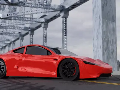 Tesla Roadster 2 high poly 3D model