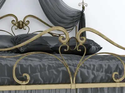 Art Nouveau Style Bed 3D model