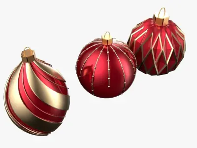 Christmas Tree Ornament Set5 - Red Yellow 3D model