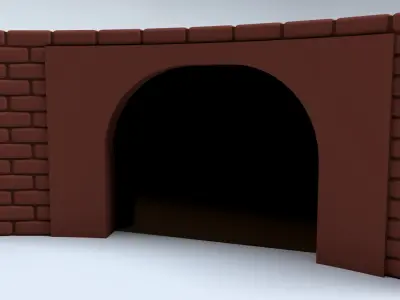 Cartoon Brick wall with Tunnels Low-poly 3D model