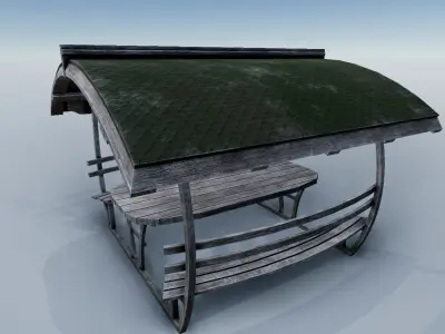 Wooden Old Pergola PBR Low-poly 3D model