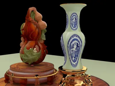 Chinese  gourd with vase  3D model