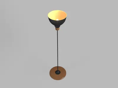 Anthracite Floor Lamp With Wooden Detail 3D model