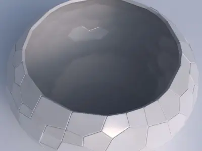 Bowl spheric squeezed wide with fine organic cells 3D print model