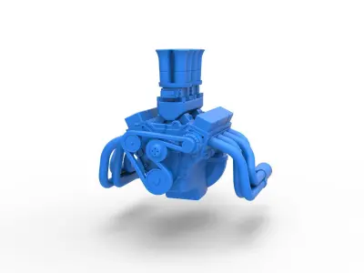 Engine of Drag racing Airboat Scale 1 to 25 3D print model