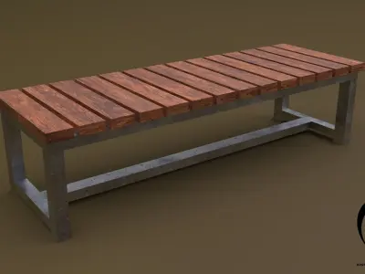 Bench Set 8M1T 03 Low-poly 3D model