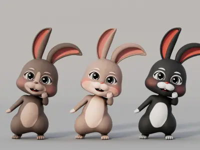 Rigged Cartoon Rabbit 3D model