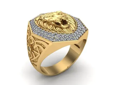 Gold Lion Ring 3D print model