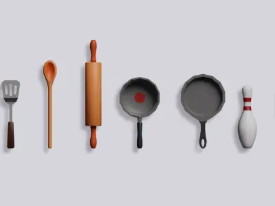 Low poly Blunt Weapons Low-poly 3D model