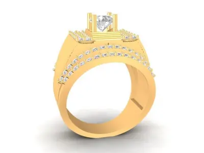 Luxury Square Halo Diamond Ring for Men 589 3D print model