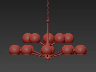 Thalia chandelier Blue glass 15 3D model