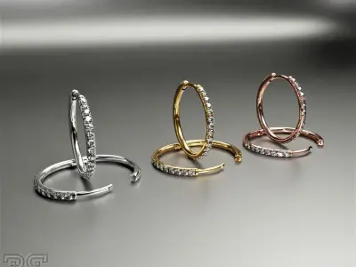 Luxury Diamond hoop earrings round rings printable 3D print model