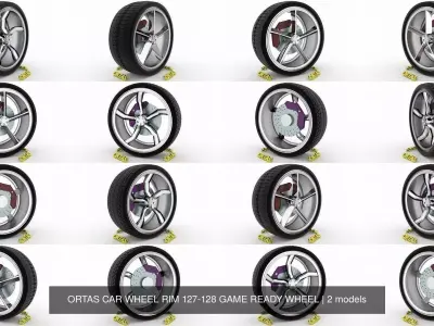 ORTAS CAR WHEEL RIM 127-128 GAME READY WHEEL 3D Model Pack