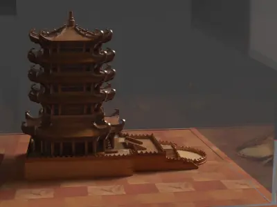 Chinese tower figure  Low-poly 3D model