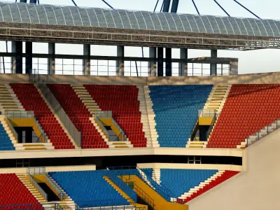Stadium seating tribune wide high detail 3D model