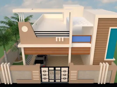 Portico Elevation Low-poly 3D model