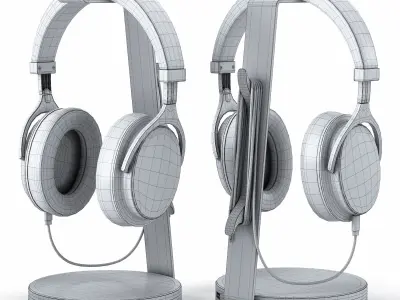 Bluedio headphones on the stand satechi PBR version 3D model