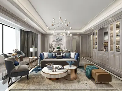 Luxury living room interior 3D model