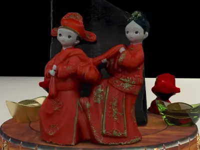 Chinese wedding dolls 3D model