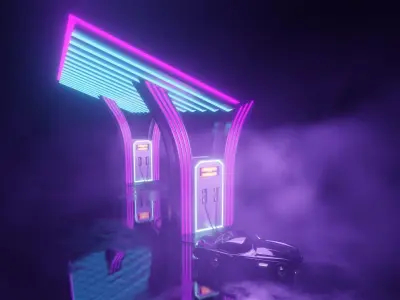 GAS STATION Low-poly 3D model